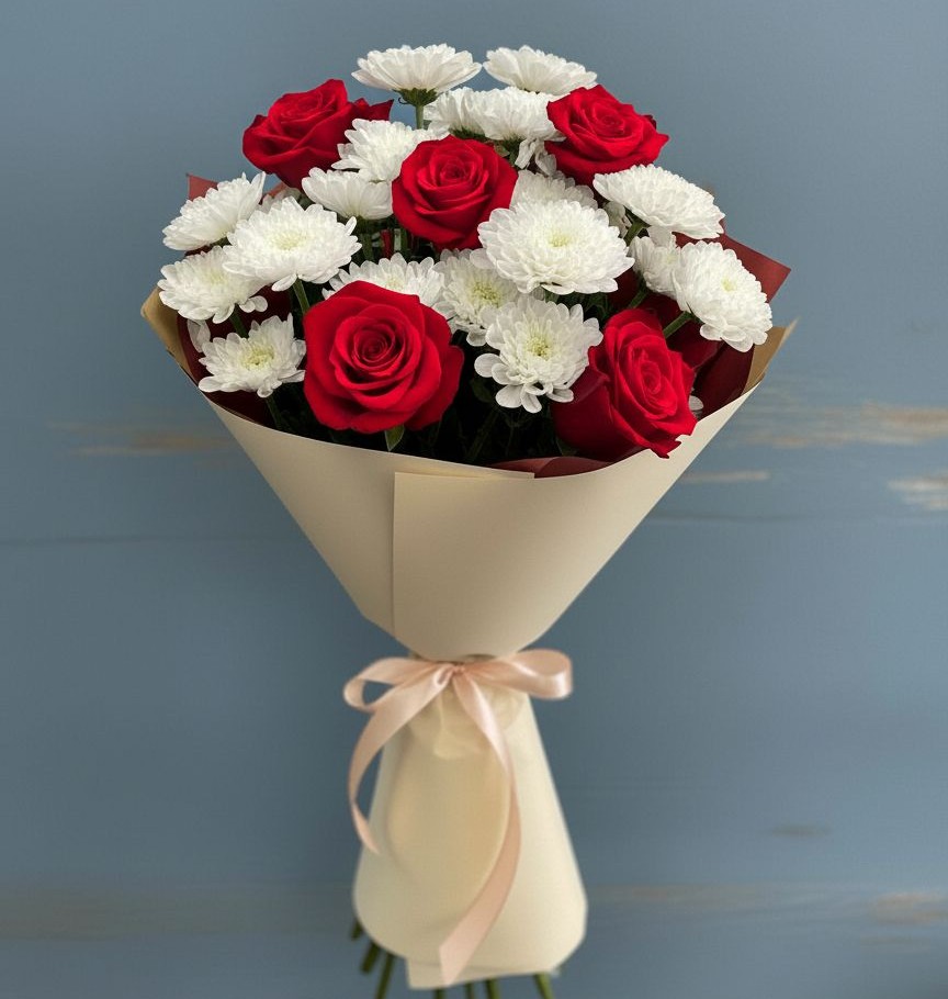 Букет цветов из: Розы и Хризантемы в Александровке Наро-Фоминск