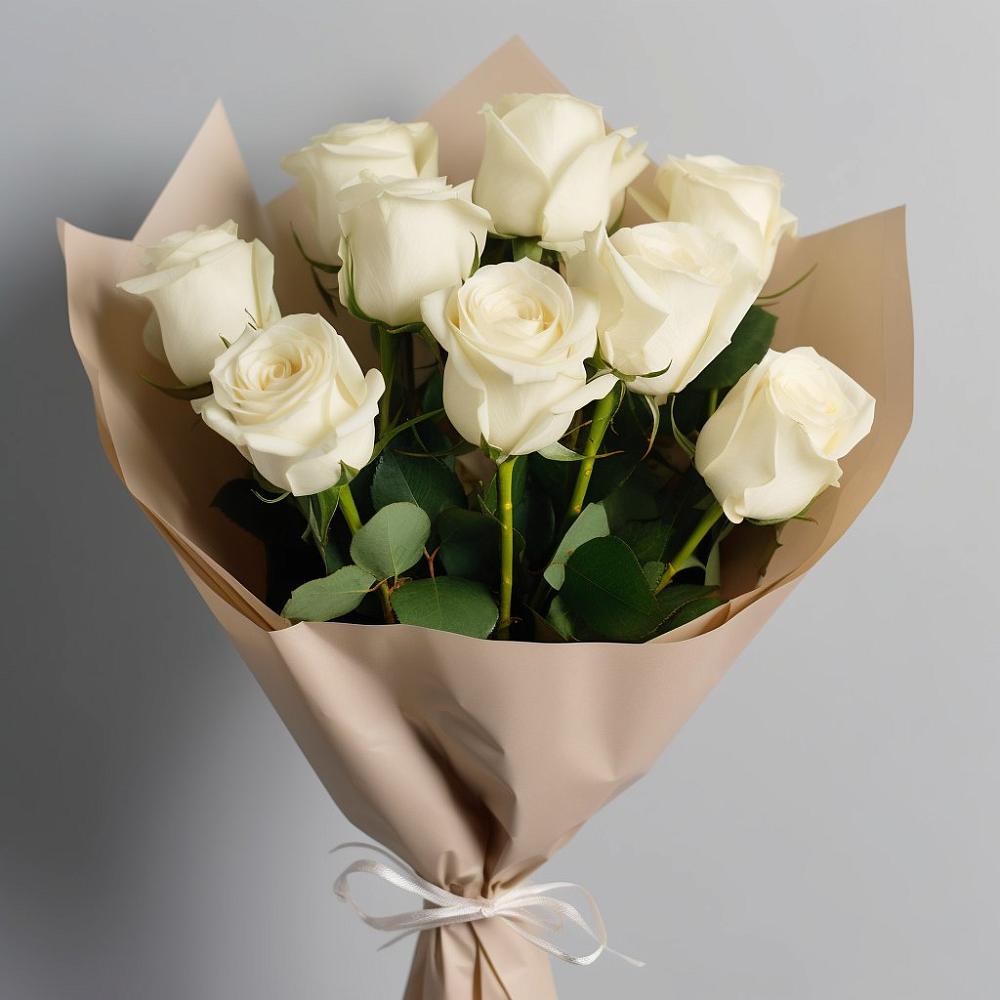 Букет 9 Белых роз Эдлесс Лав в Александровке Наро-Фоминск
