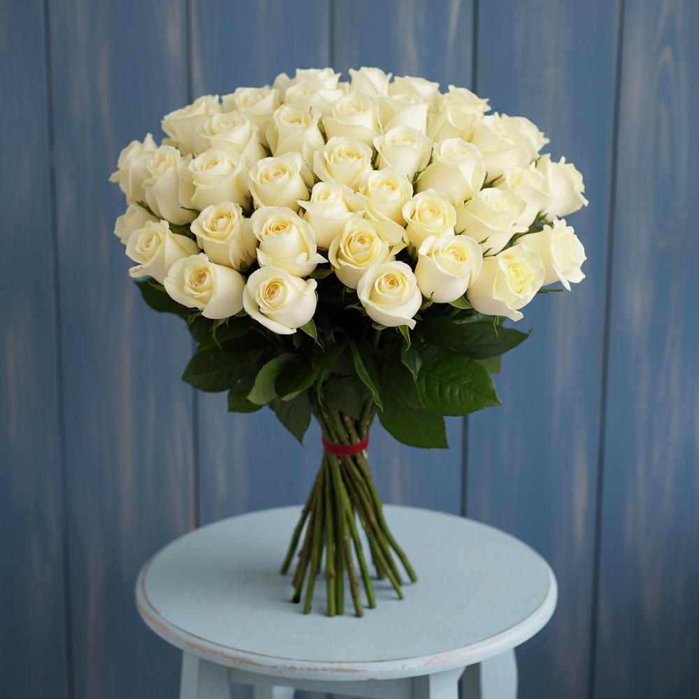 Букет 51 Белая роза Эдлесс Лав в Александровке Наро-Фоминск