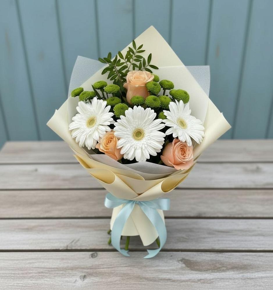Букет цветов из: Герберы, Розы и Хризантемы в Александровке Наро-Фоминск