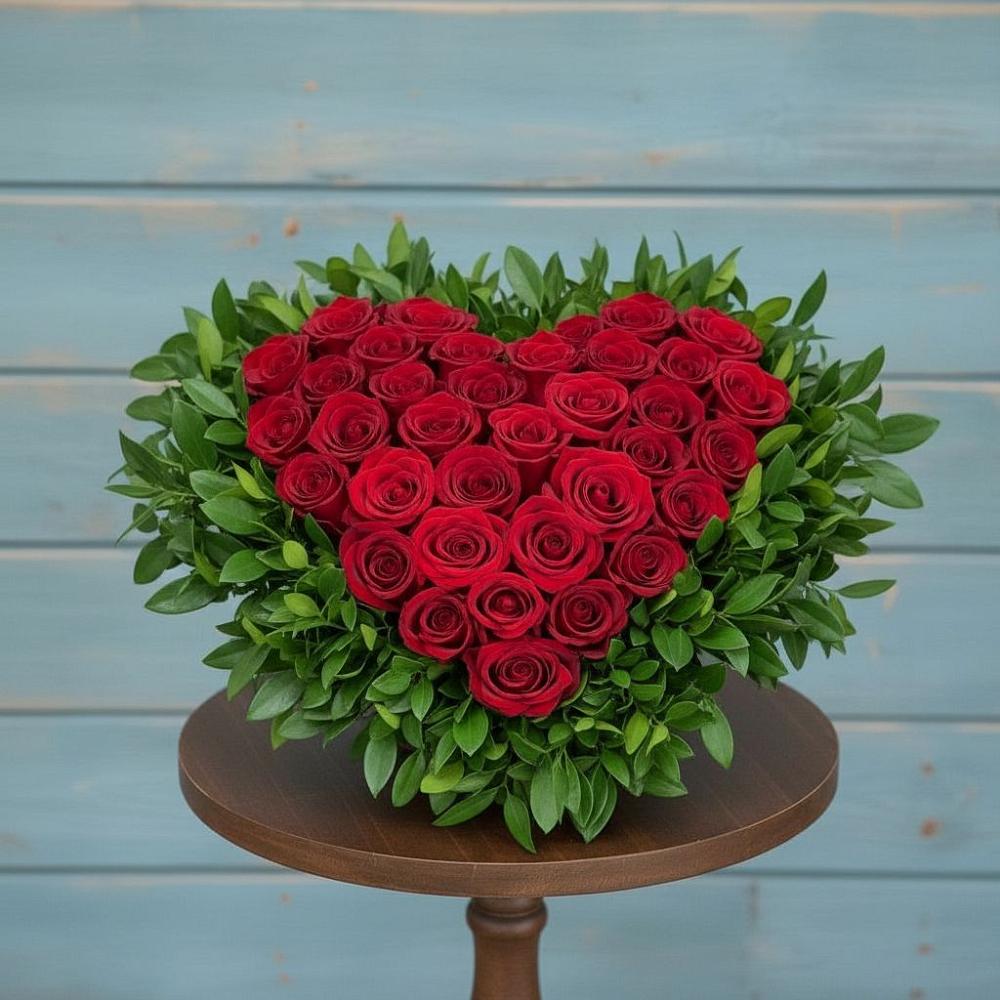 Цветочная композиция из Розы в виде сердца в Александровке Наро-Фоминск