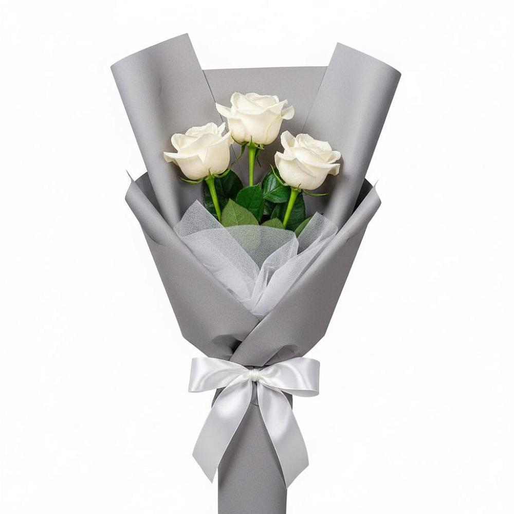 Букет 3 белые розы в Александровке Наро-Фоминск