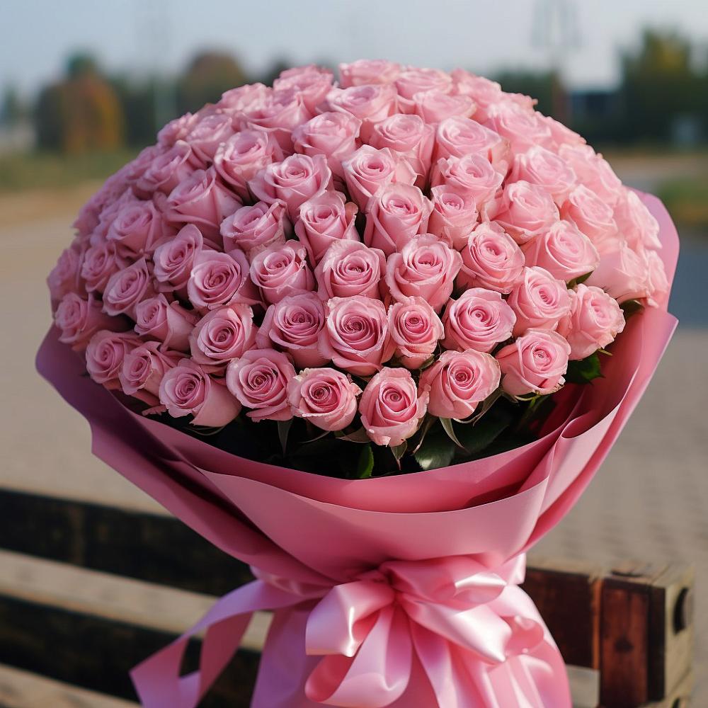 Букет 101 Розовая роза Хэвэн в Александровке Наро-Фоминск