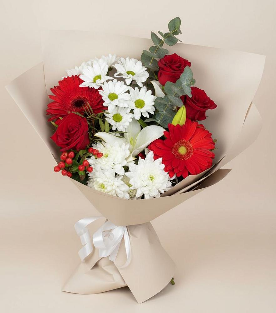 Букет цветов из: Розы, Хризантемы, Герберы и Лилии в Александровке Наро-Фоминск