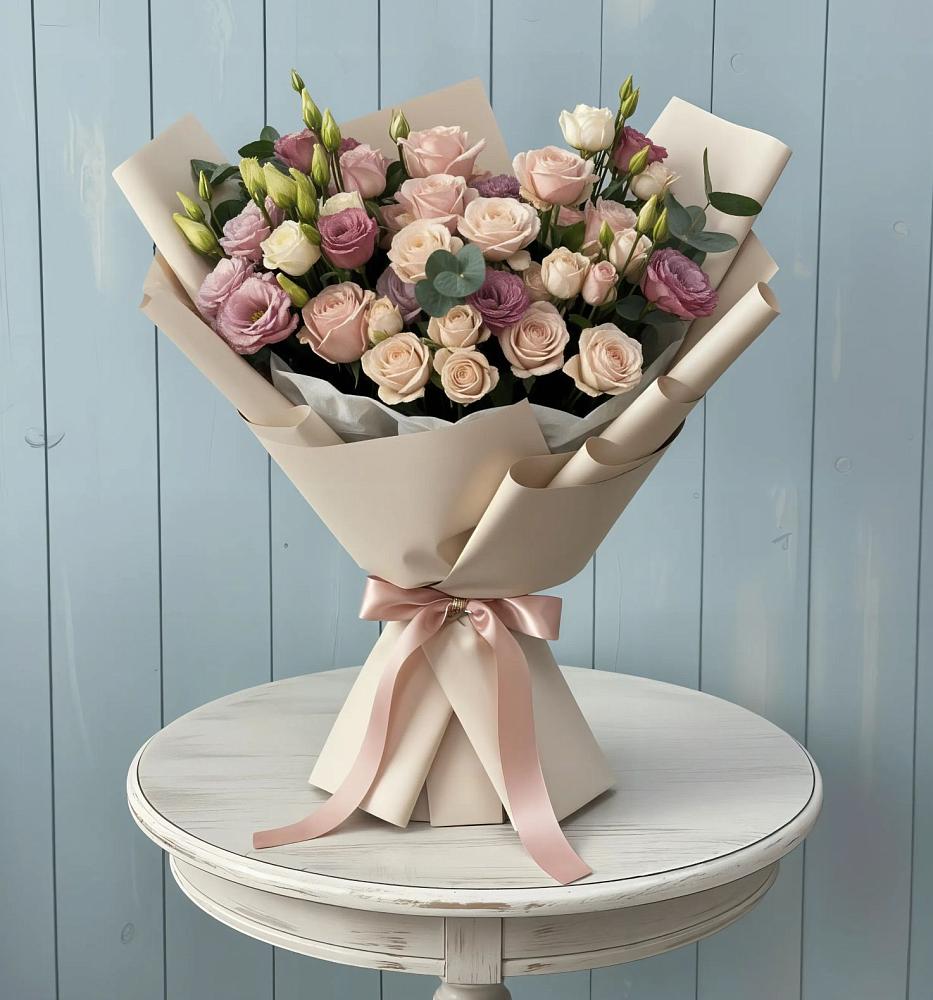 Букет цветов из: Розы и Лизиантусы в Александровке Наро-Фоминск