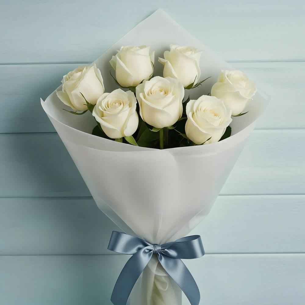 Букет 7 Белых роз Эдлесс Лав в Александровке Наро-Фоминск